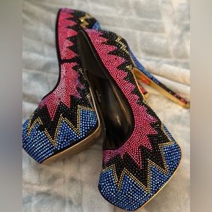🚨 Show Stoppers🌟 Rhinestone Heels sz 9 👠